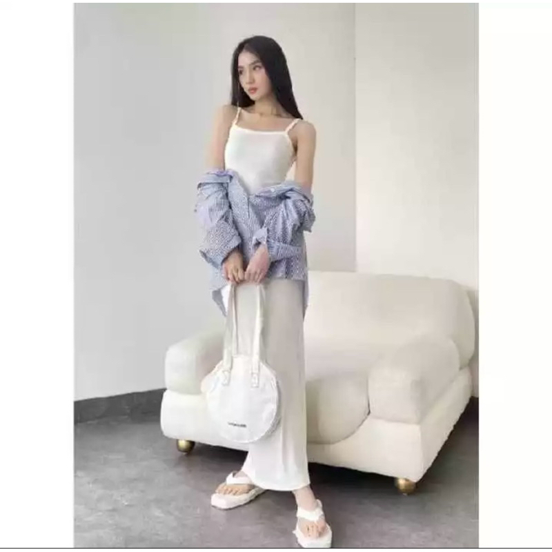 DRESS TANKTOP MAXI BODYCON TALI SPAGETTI KOREAN STYLE LONG DRESS TANKTOP PANJANG