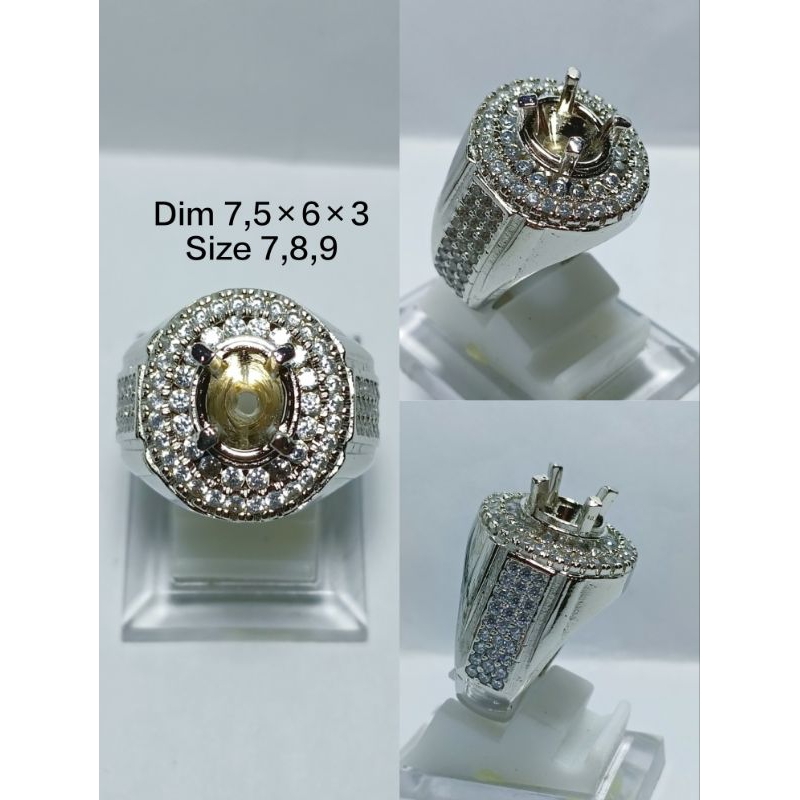 Ring cincin/emban alpaka super microsetting full zirkon/Diamond tumpuk