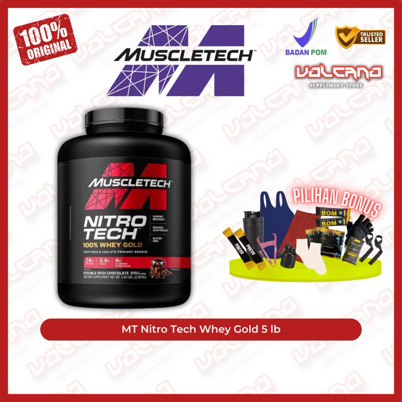 MT Nitro Tech Whey Gold 5 lb MuscleTech NitroTech muscle isolate peptide protein