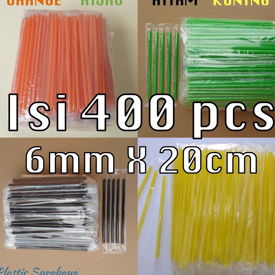 Hanya disini SEDOTAN WARNA WARNI STERIL 6MM x 2CM ISI 4PCSPACK PLASTIK COLOR STRAW ORANGE HIJAU KUNI