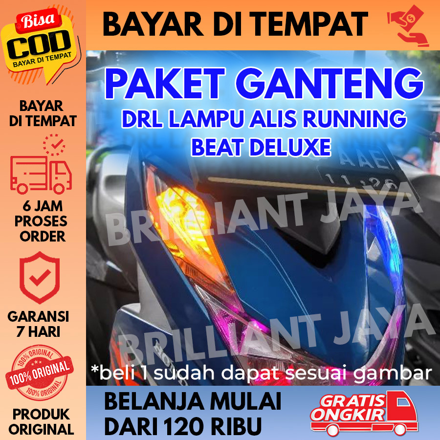 PAKET GANTENG FULL SET LAMPU DRL ALIS RUNNING HONDA BEAT DELUXE 2020 BONUS DEVIL EYE TIDAK BERBINTIK