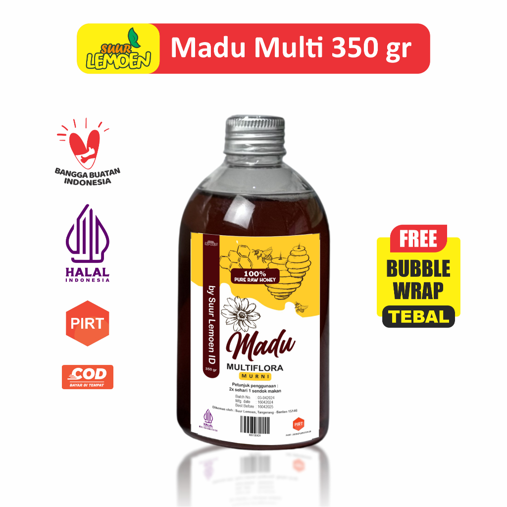 

Suur Lemoen Borneo Madu Murni Multiflora Super 350gr - Natural Raw Honey - Madu Asli Tanpa Campuran