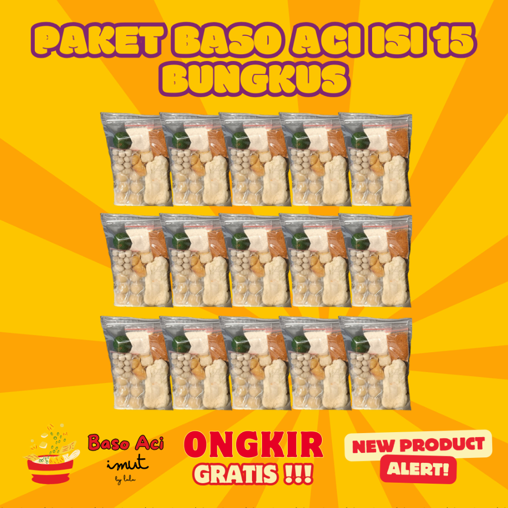 

Baso Aci isi 15 / Paket baso Aci isi 15 / Baso Aci khas Garut Murah / Baso Aci Instan / Baso Aci Viral / Boci Baso Aci Imut