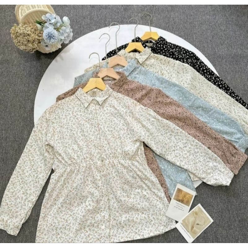 Jisso Blouse Crinkle Airflow || Korean Blouse || Blouse Motif Bunga