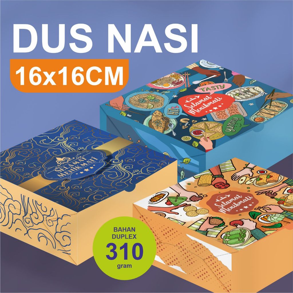 

DUS NASI 16 X 16 | KARDUS NASI MOTIF | BOX CATERING | DUS NASI | DUS MAKANAN