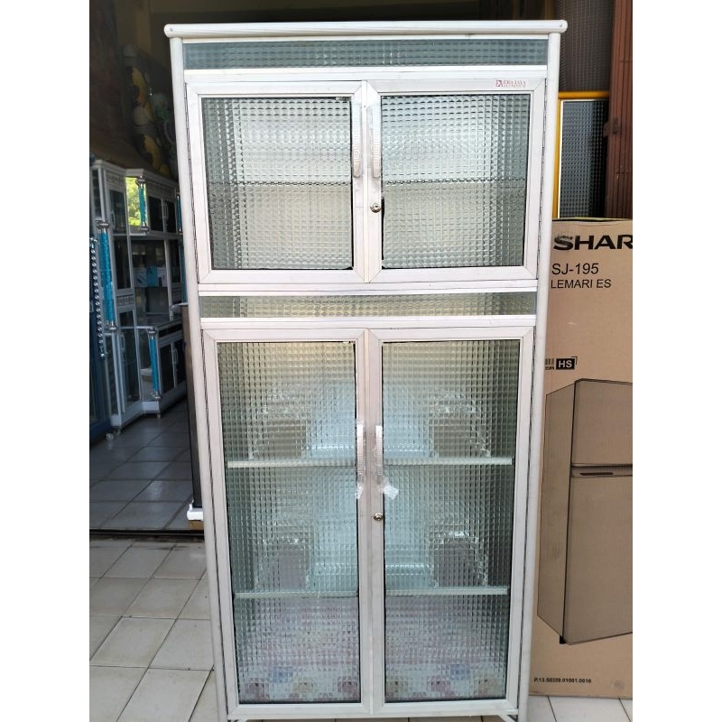 Lemari piring 2pintu kaca full