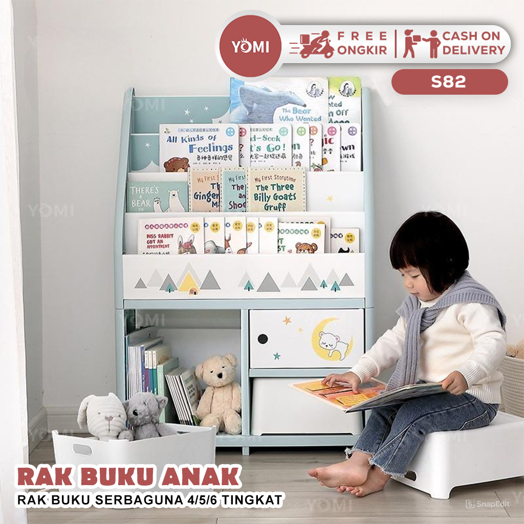 YOMI - Rak Buku Anak S82 / Rak Buku Serbaguna Tempat Penyimpanan Bookshelves4/5/6TINGKAT