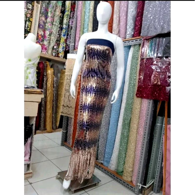 BAHAN/KAIN SEQUIN RONCE GRADASI TULLE SEQUIN RUMBAI PAYET