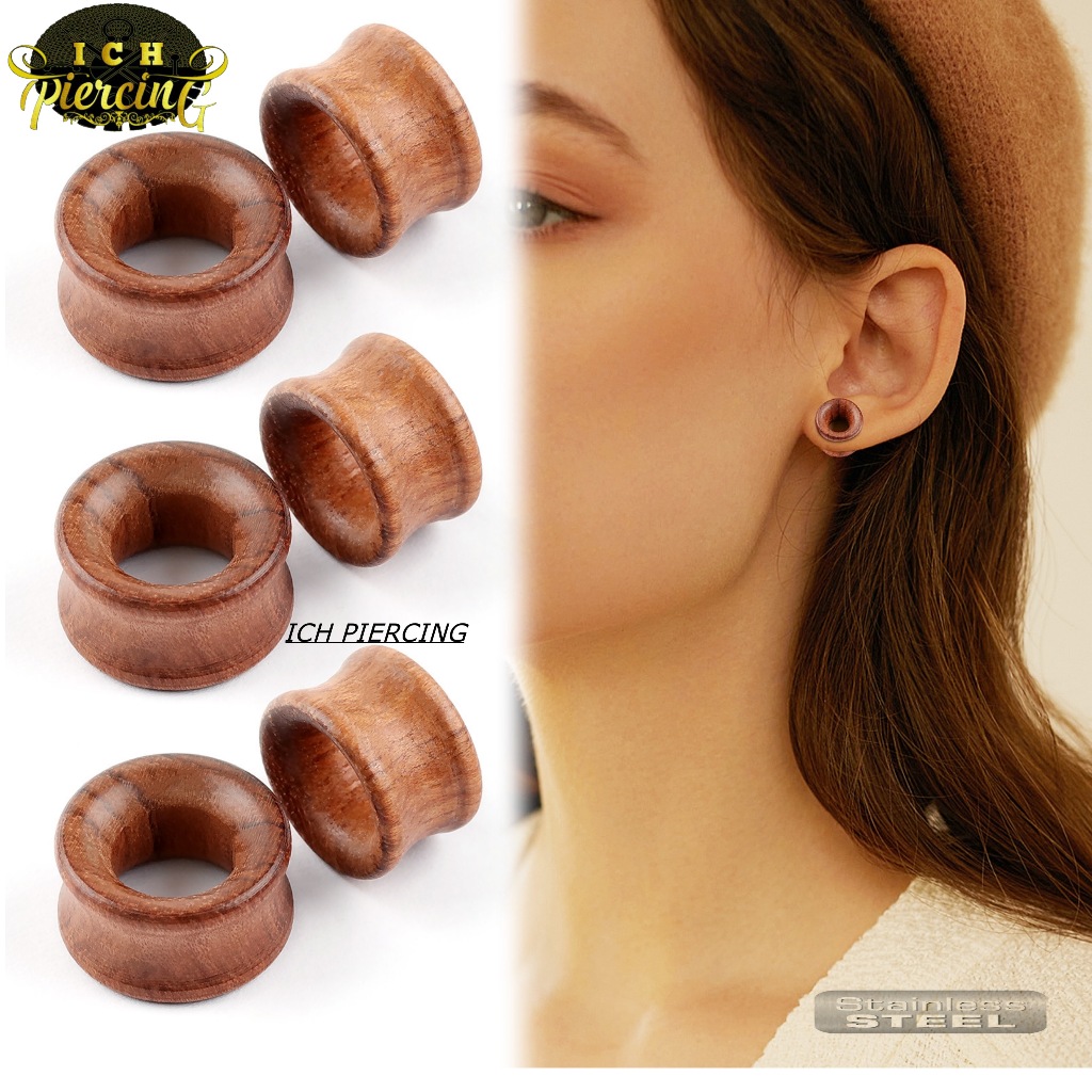ICH 1Pcs Piercing Telinga bahan kayu/ Ear Plug Wood