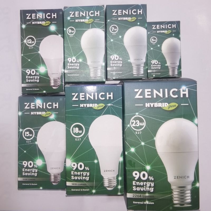 Zenich Hybrid Lampu Led 5w 7w 9w 12w 15w 18w 23w Watt Bulp Hemat Energi Cahaya Putih