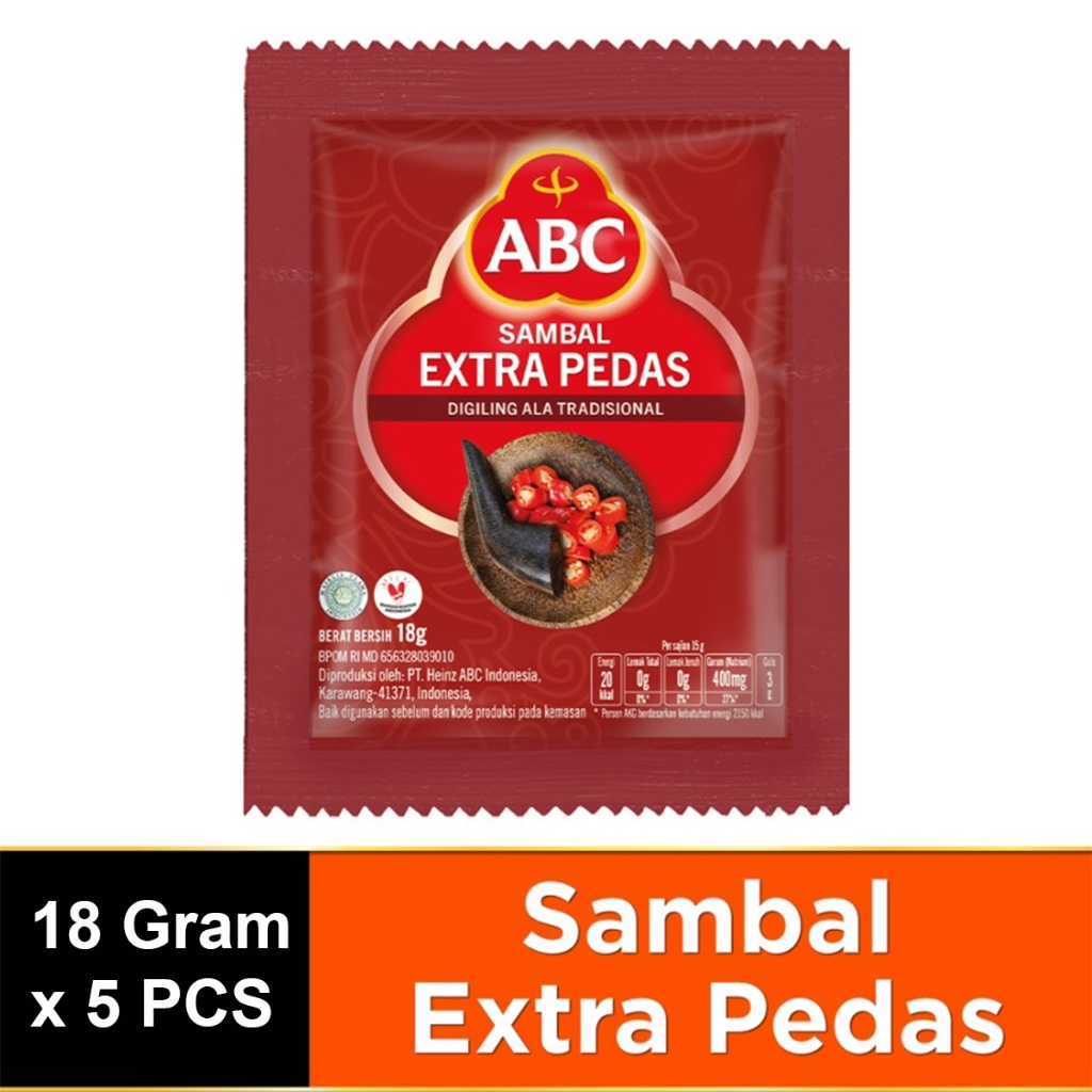 

Abc Sambal Extra Pedas Isi 5 x 18 Gram
