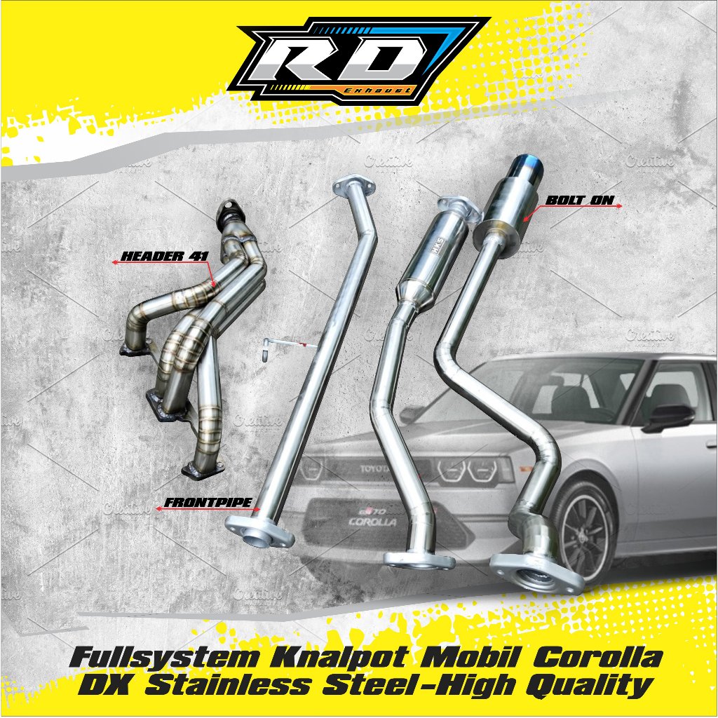 Fullsystem Knalpot Mobil Corolla DX Stainless Steel-High Quality