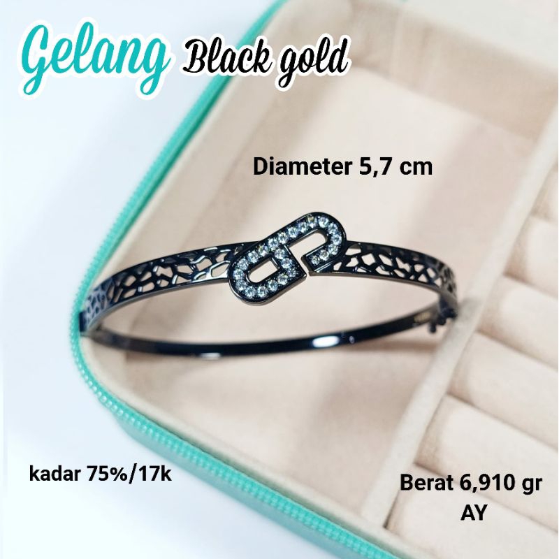 [COD✖️] Gelang Variasi Emas Black Gold Kadar 75% 17K