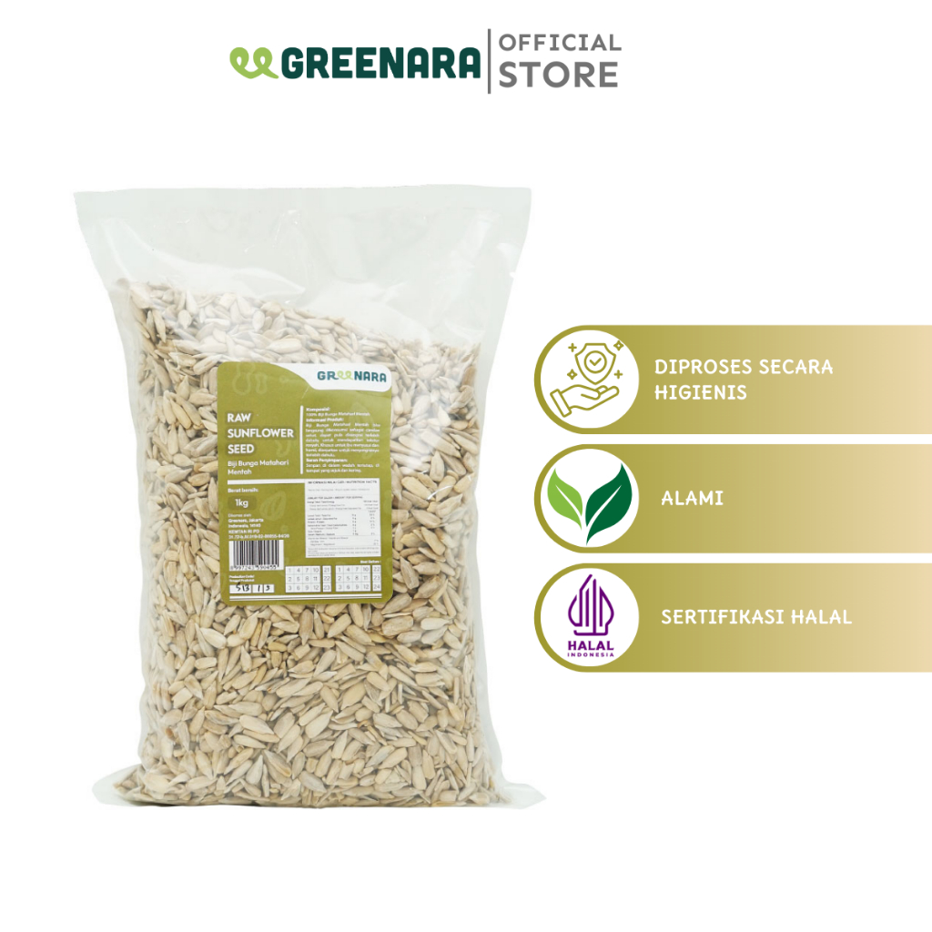 

Greenara - Kuaci Kupas Mentah 1kg / Raw Sunflower seed