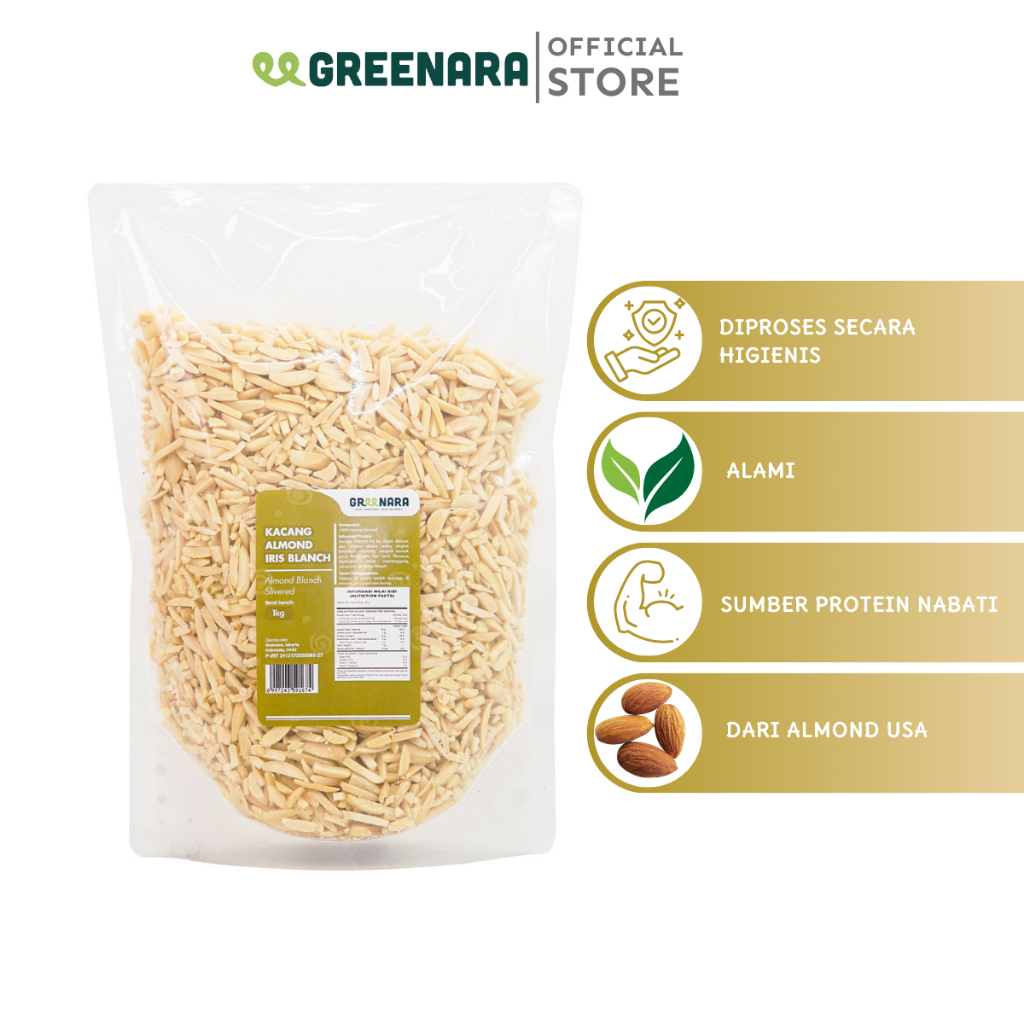 

Greenara - Kacang Almond Cacah 1 Kg / Slivered Almond