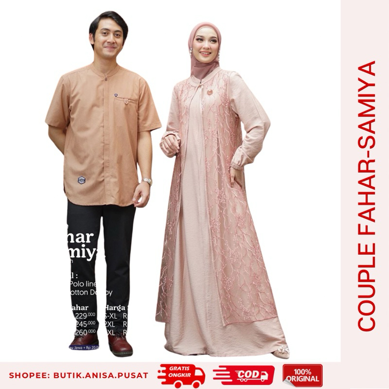 COUPLE MUTIF FAHAR-SAMIYA DUSTY PEACH Koko Fahar Gamis Samiya