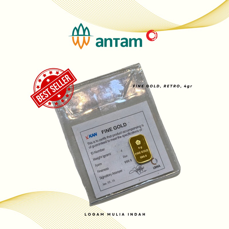 Logam Mulia (LM) Antam Retro / Klasik 4(gr) Gram,retro berdiri / portrait