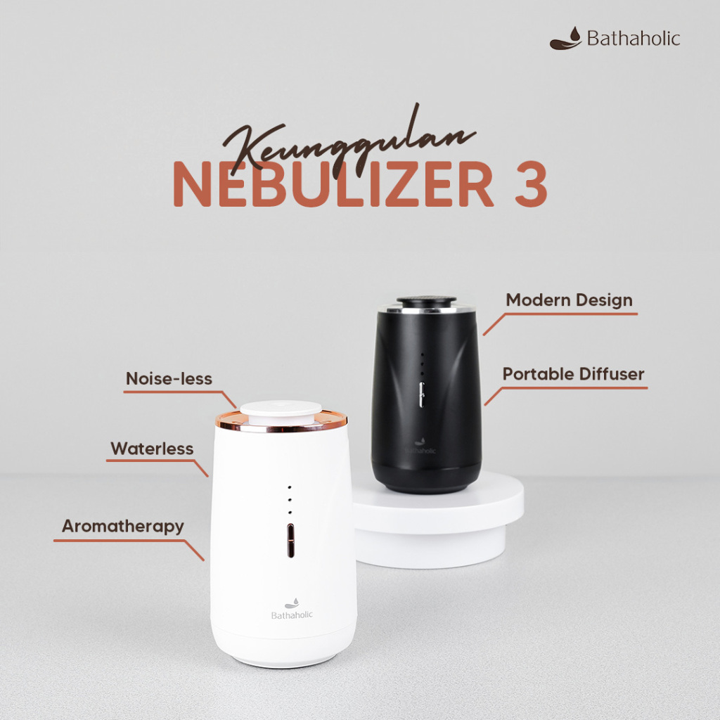 HOT SALE BATHAHOLIC NEBULIZER 3 WATERLESS DIFFUSER AROMATHERAPY PORTABLE UNTUK MOBIL & RUMAH - 10ML