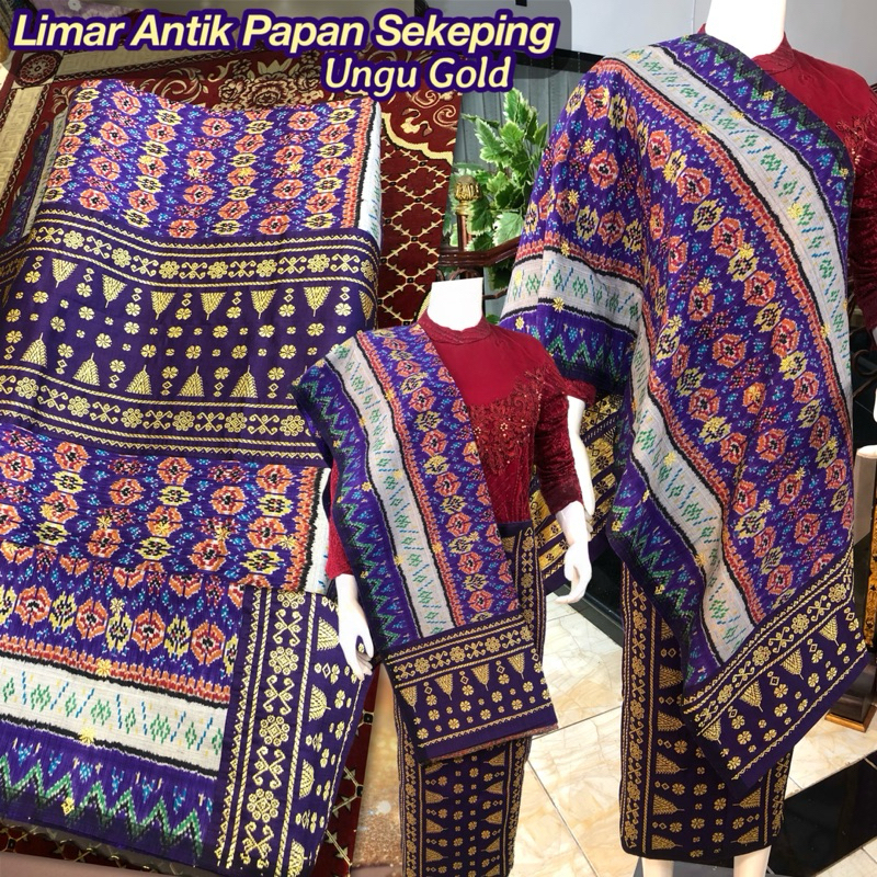 Songket Limar Antik Papan Sekeping Ungu/ songket tenun asli palembang /ilham songket palembang