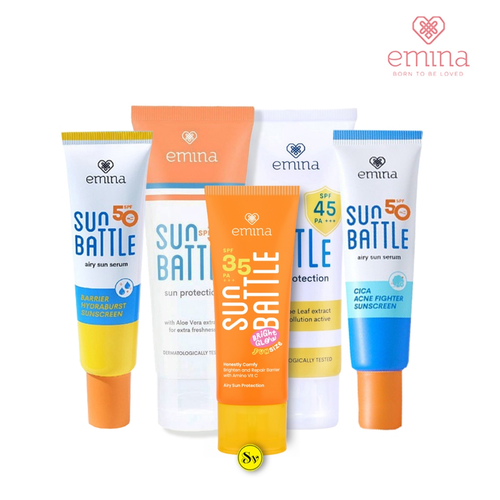 Emina Sun Battle Sunscreen Lengkap (SPF 30 /SPF 45/SPF 50) PA++++ 60ml Sunscreen Sunblock Emina