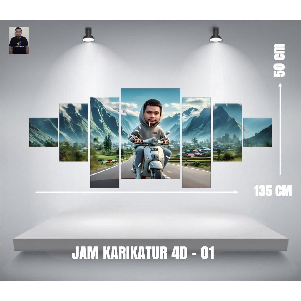 JAM DEKORASI JUMBO KARIKATUR CUSTOM | FOTO CUSTOM KELUARGA | FOTO PRIBADI | JAM DINDING JUMBO