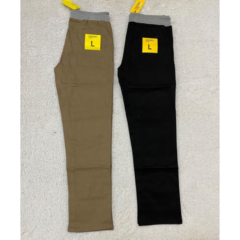 Celana chinos pinggang rib/ celana chinos pinggang karet/ chinos pria