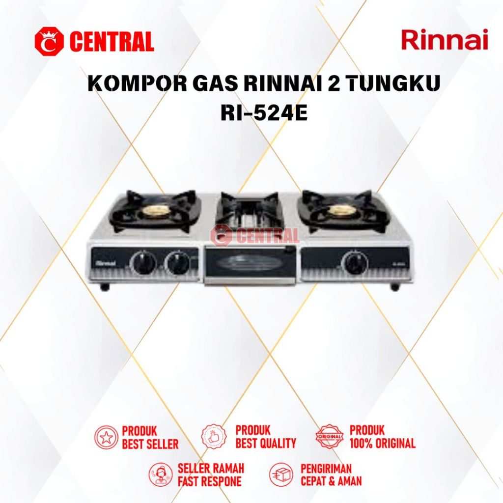 KOMPOR GAS RINNAI 2TUNGKU RI-524E / RI 524 E / RI524E