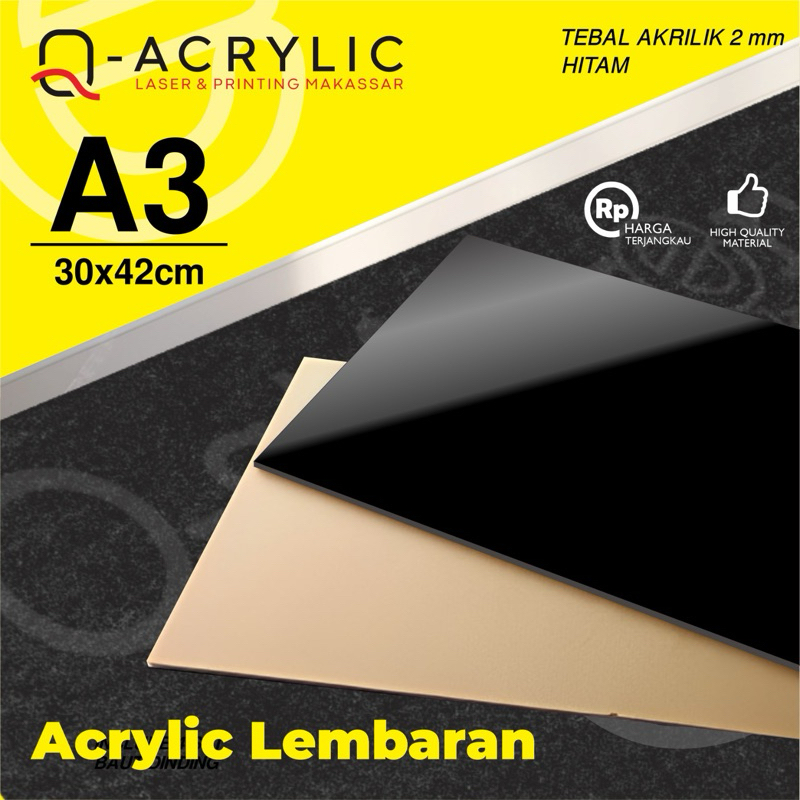 

Akrilik lembaran hitam 2mm | Akrilik Hitam Uk. A3 | Akrilik Hitam 2mm
