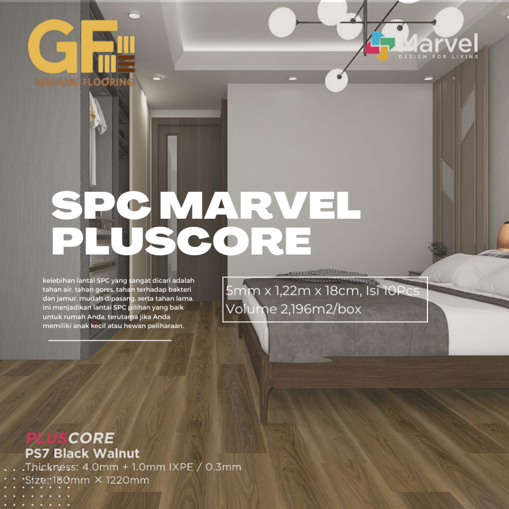 VINYL SPC MARVEL PLUSCORE | Lantai Vinyl SPC 5mm | Vinyl SPC Flooring