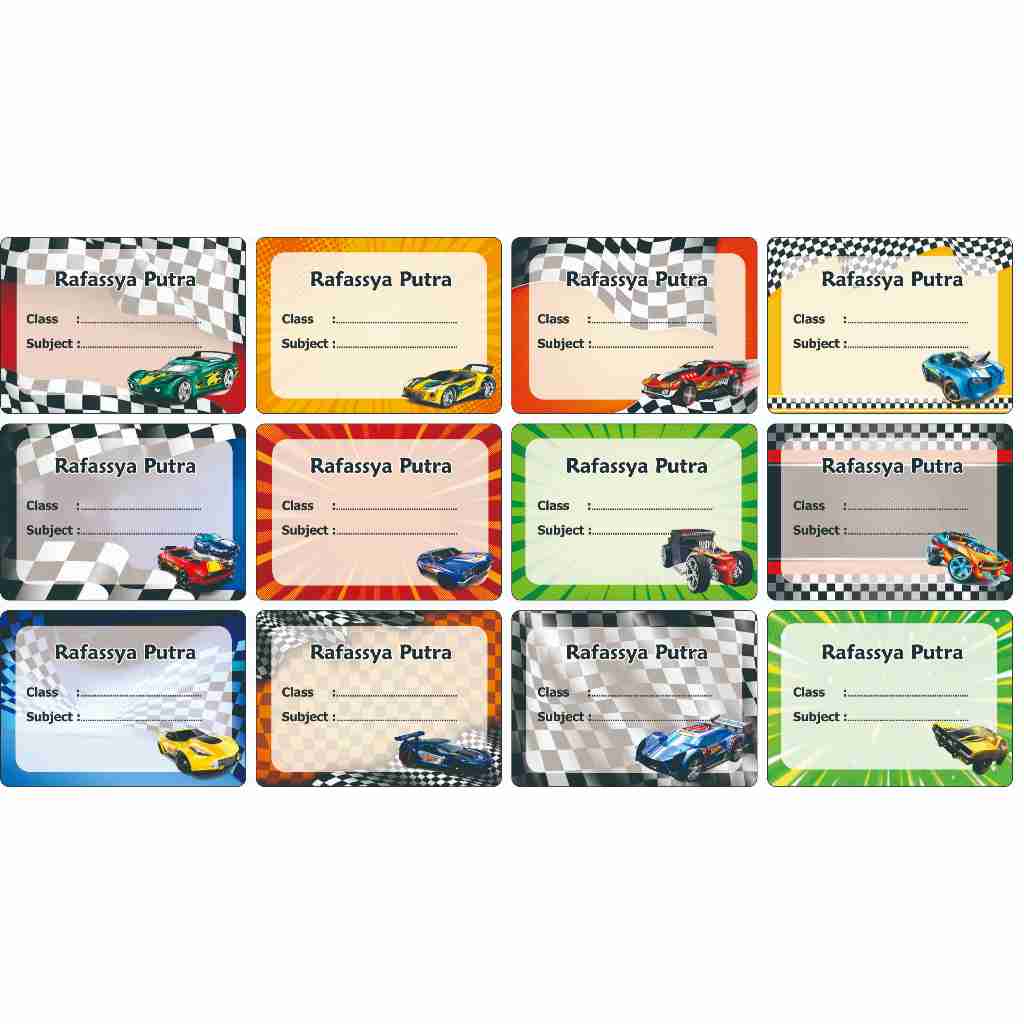 

Hotwheel Label stiker buku nama kelas mapel custom