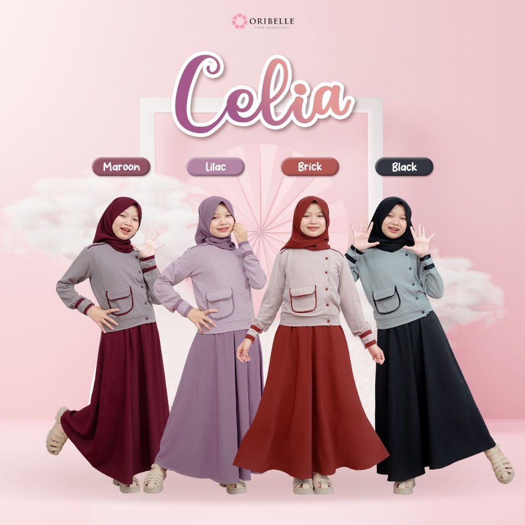 CELIA SKIRT SET by ORIBELLE KIDS Pakaian Muslim Anak Perempuan
