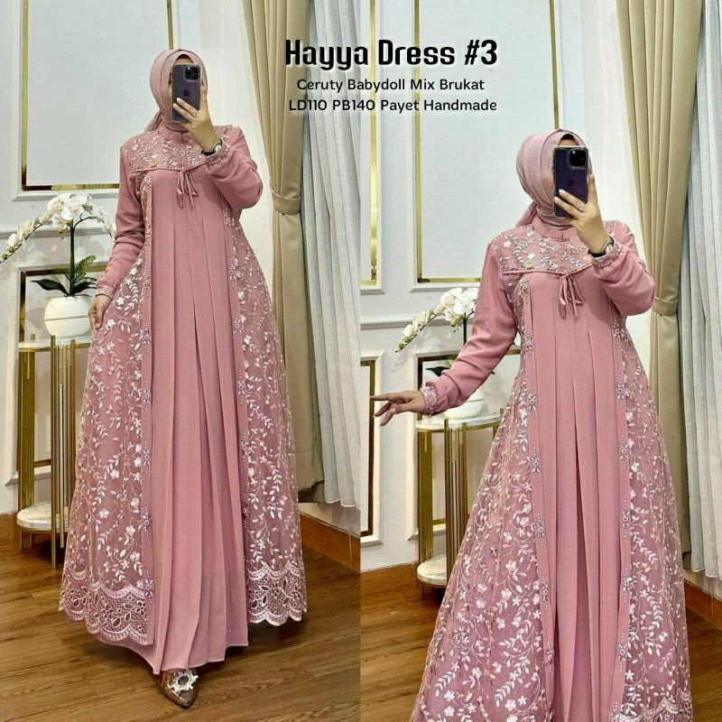 DRESS KONDANGAN TERBARU HAYYA  DRESS / GROSIR BUSANA SURABAYA /  TERMURAH / TERLARIS / COD BAYAR DIT