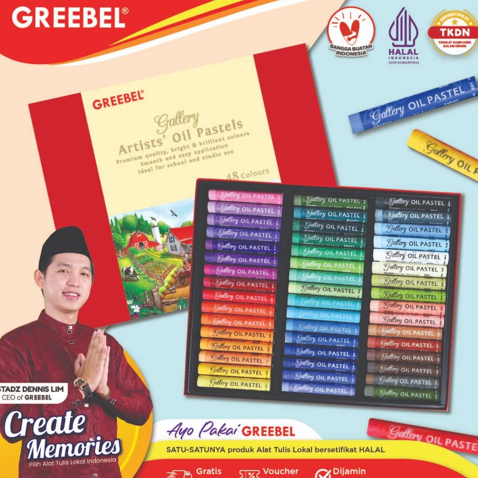 

GREEBEL Crayon Krayon 48 Warna Artist Oil Pastel Crayon Greebel Krayon Sekolah Anak Professional Non Toxic KODE R4O9