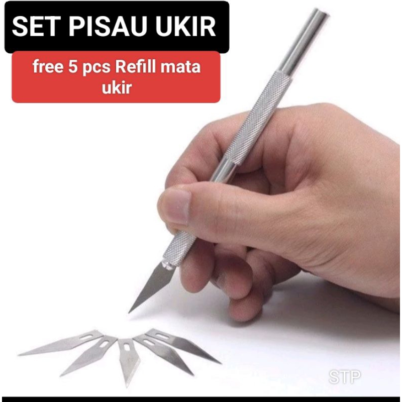

[BISA COD] Pisau Ukir Seni Hobby Crafting Art Knife Metal Handle with 9309 - 5 PCS