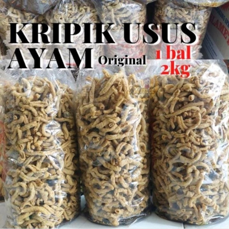 

KRIPIK USUS AYAM KRISPY ORIGINAL 1 BALL uk.2kg/SNACK KILOAN MURAH