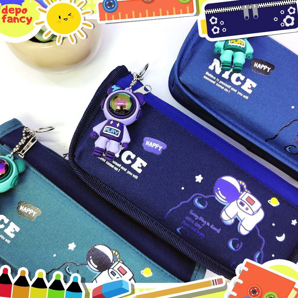

KODE W84C Kotak Pensil Kain 2 Resleting KY7645 Pencil Case Box Pen Tepak Boks Pensil
