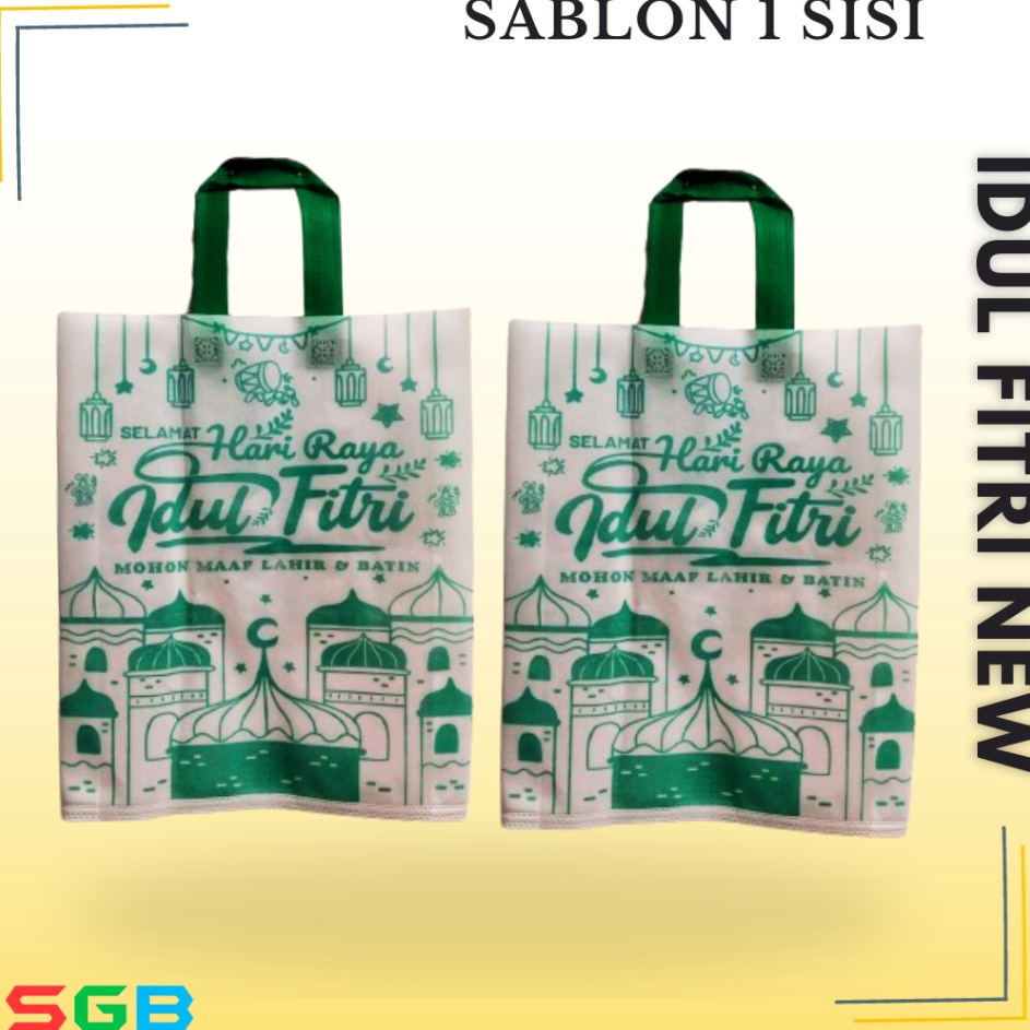 

Khusus 1 LUSIN 12pc Goodie Bag Handle HLS edisi Idul Fitri uk 38x45x8 Spunbond Lebaran