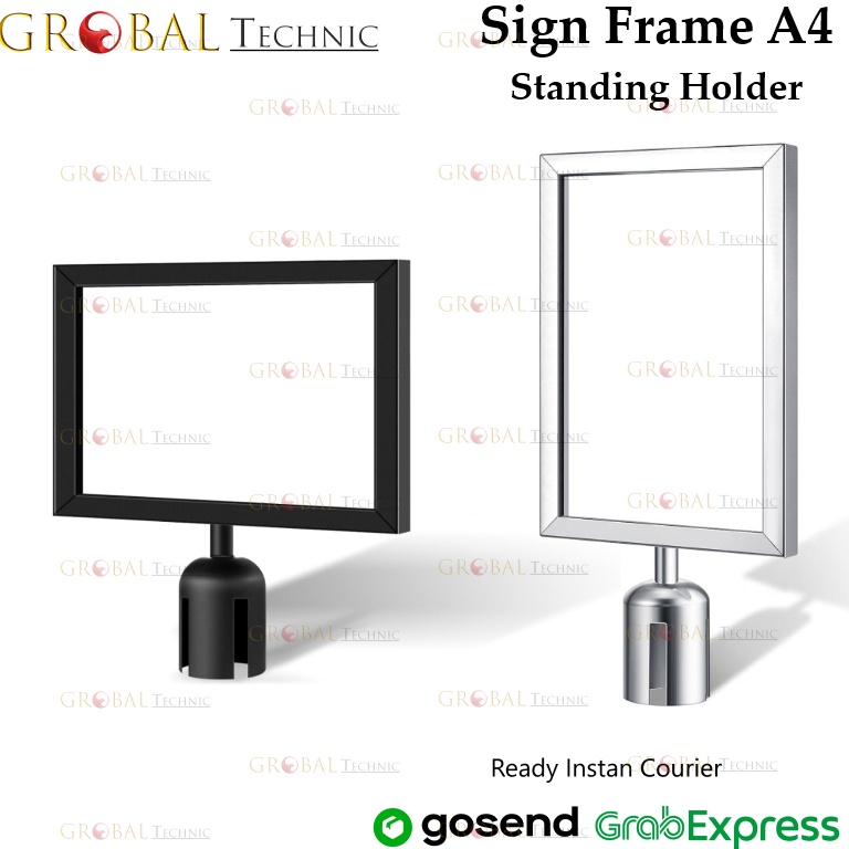 

KODE H69G Sign Frame A4 Standing Holder Signage Poster Stainless Papan Tiang Antrian