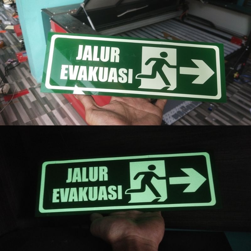 Sign Jalur Evakuasi Glow In The Dark Perusahaan/Jalur Evakuasi Glow In The Dark Menyala Pabrik