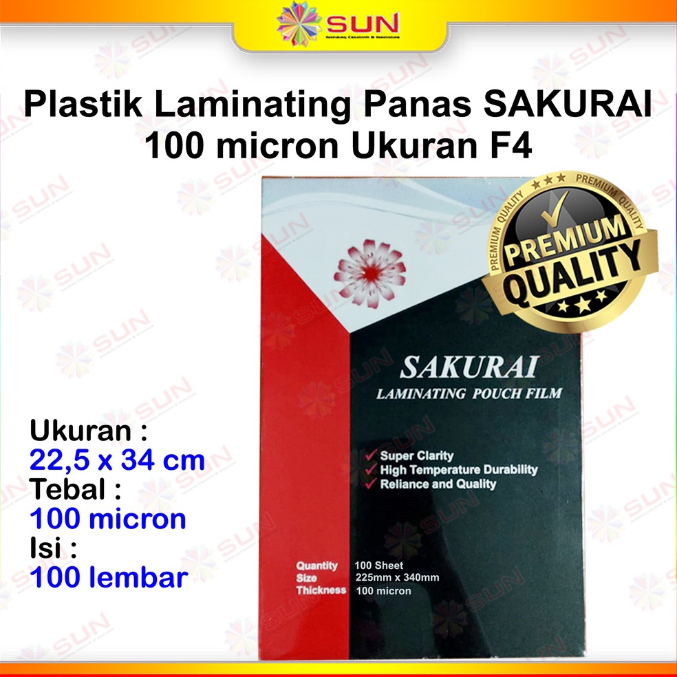 

KODE R25H Plastik Laminating Sakurai Hombo GKTech F4 A4 A3 Laminasi Panas Hot Laminating 1 mikron