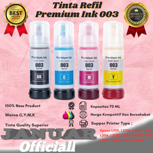 Tinta Refill Epson 003 Ink 1 Set Printer Epson L1110 L3210 L3110 L3210 L5190 L5290