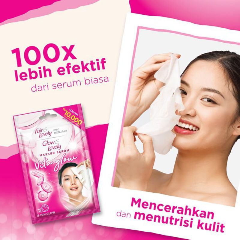 Glow & Lovely SHEET MASK MASKER WAJAH MULTIVITAMIN SERUM GLOWING Dalam 15 menit / MASKER WAJAH FAIR 