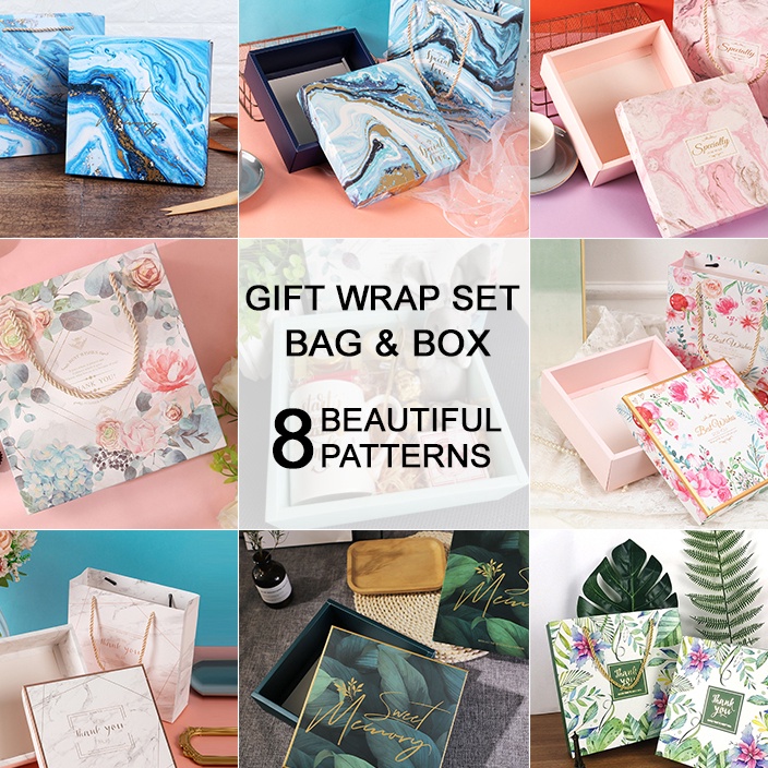 

KI3 2x2x6 Premium Hampers Gift Box Marble Goodie Bag Kotak Kado Tas Hadiah