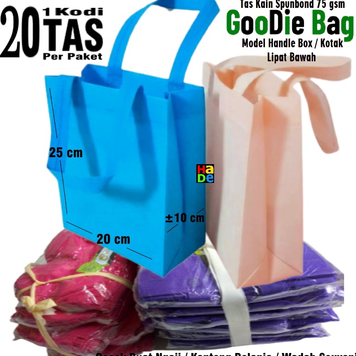 

Gila 1 Kodi isi 2 Tas Kain Spunbond Kotak Handle Box Goodie Bag Ukuran S 2x25x9 cm Kantong Belanja Lipat Serbaguna Goody Bag Bingkisan Souvenir Ultah Ulang Tahun Pernikahan Tas Ponsel Kosmetik dll Polos