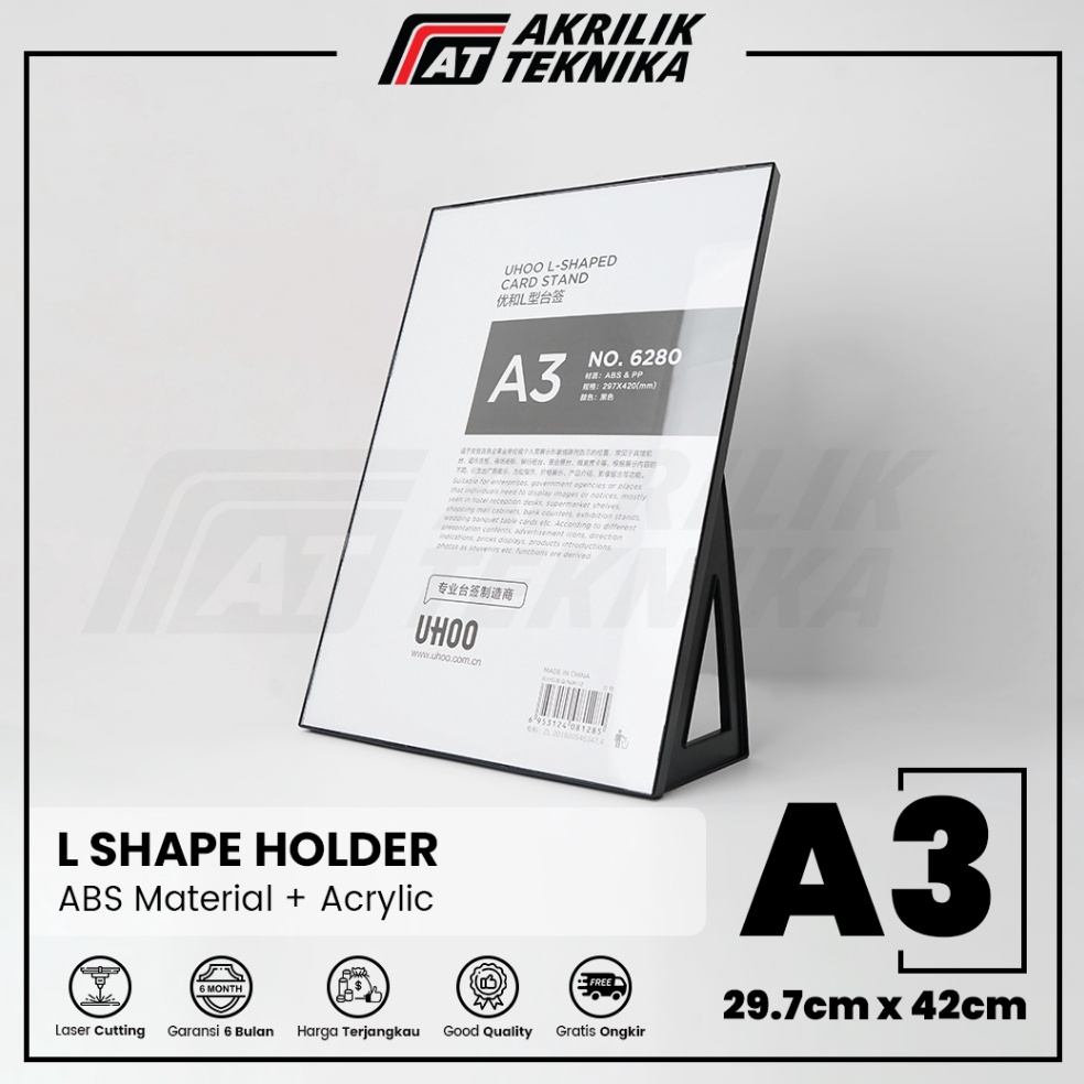 

KODE A1C UHOOTempat Brosur Akrilik A3 Acrylic L Shape Tent Card Holder Display