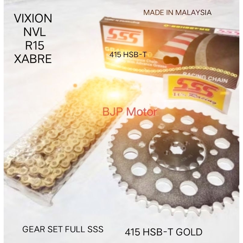 Gear Set FULL SSS 415 VIXION / NVL / NVA / R15 / MX KING / XABRE / BYSON Paketan Rantai SSS 415 HSBT