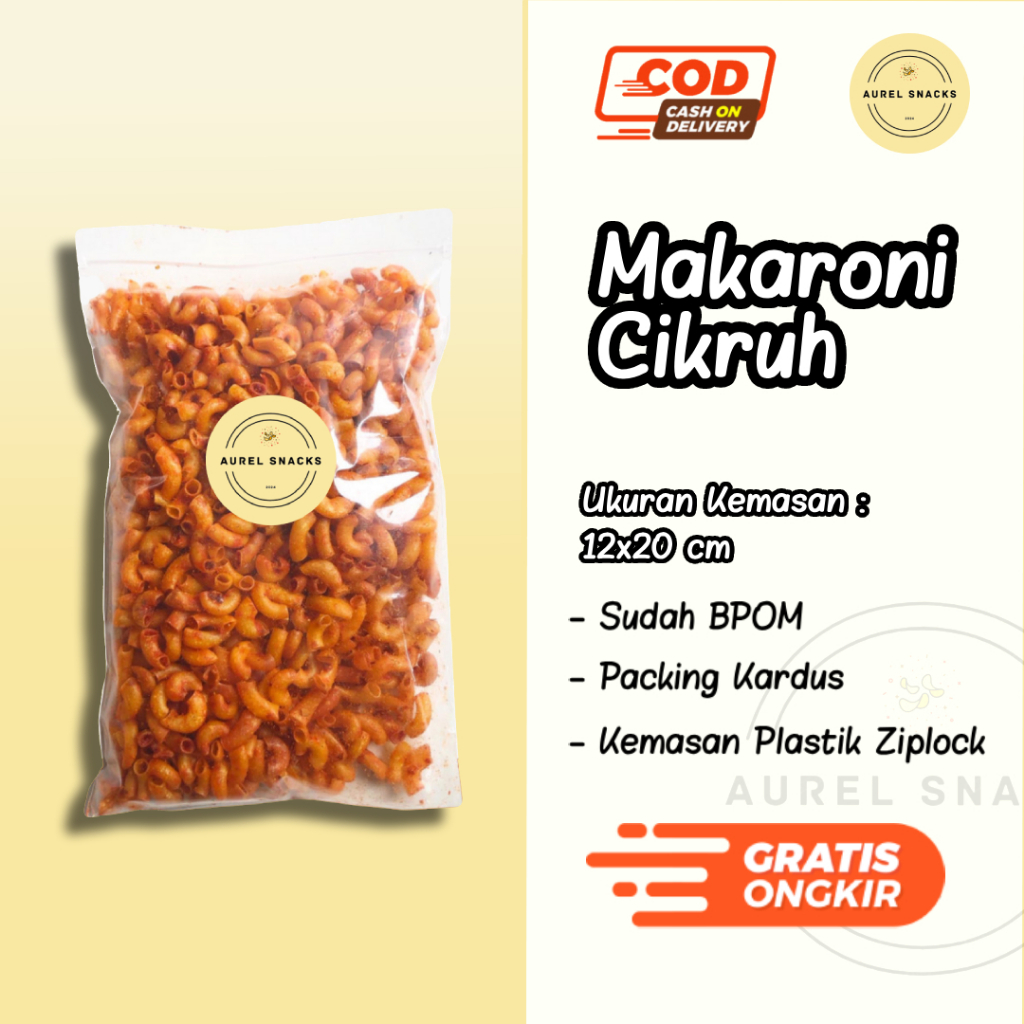 

Harga 5.000/10.000 Makaroni Cikruh Aurel Snacks / Snack Grosir Kiloan Murah Meriah / Cemilan Camilan Jadul / Makanan Ringan