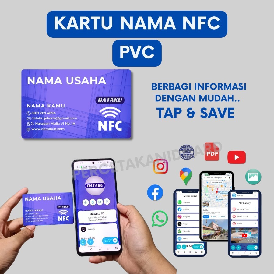 Kartu Nama NFC PVC / Kartu Nama Digital / Kartu Nama Tahan Air & Luntur