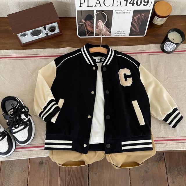 Jaket Varsity Baseball Model Kancing Jaket Anak Cewek Cowok INISIAL C gratis ganti inisial Hoodie Po