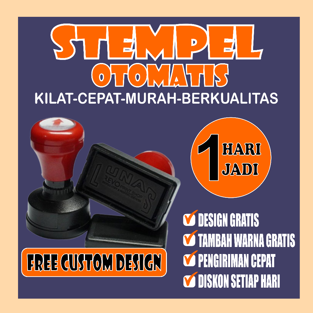

Stempel, Stempel Otomatis Desn Custom, Free tambah warna